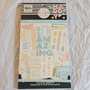 NWT The Happy Planner Happy Plans Sticker Sheets - Pastel Multi Color 1360pcd